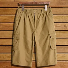 Новое поступление Летняя Повседневное модные Штаны с высокой посадкой комбинезоны эластичная кулиска на талии из обычного хлопка свободные Для мужчин плюс Размеры Xl-6xl