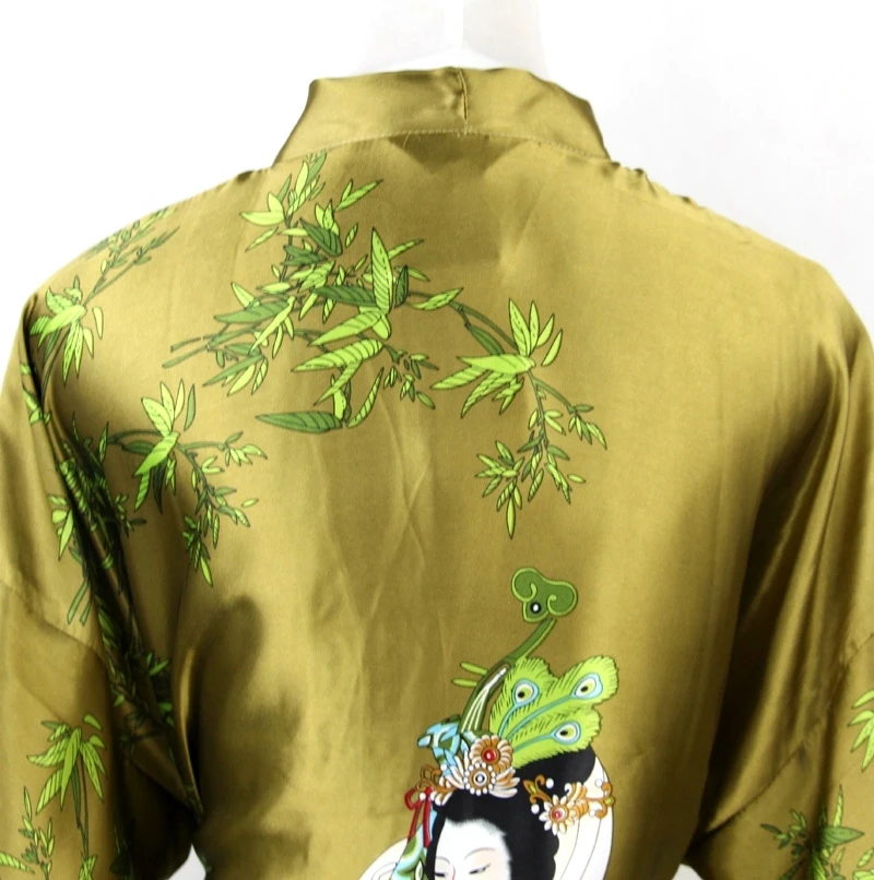 Армейский зеленый китайский женский халат из искусственного шелка женская летняя одежда для сна кимоно платье женская пижама плюс размер S M L XL XXL XXXL NR101