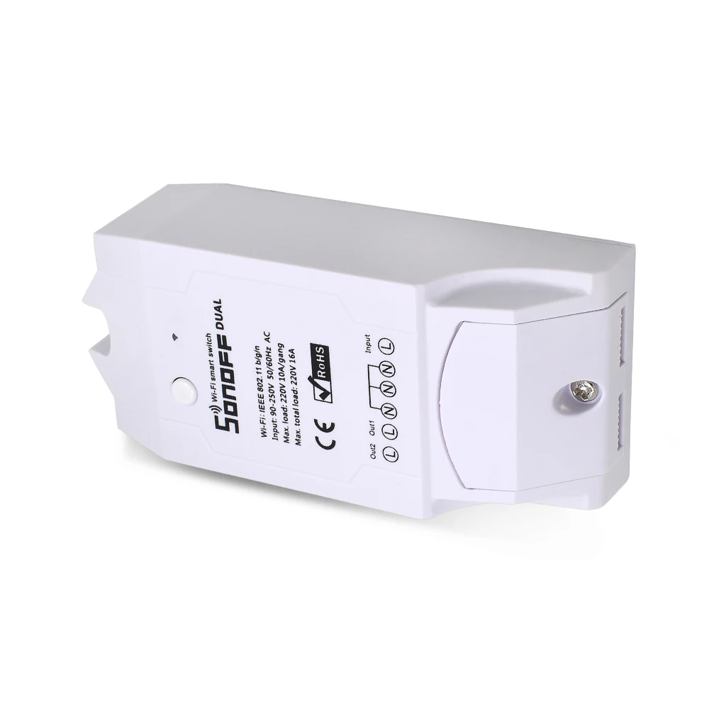 ITEAD SONOFF двойной 2CH 2 Gang 10A 220V 16A 3500W WiFi Беспроводной умный переключатель дистанционного Управление светильник дистанционного Управление DIY таймер модуль Alexa умный дом