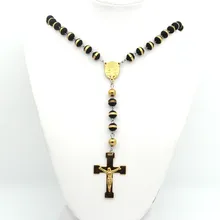 2015 Joyería de Moda de Los Hombres Y de Las Mujeres Colgantes Collares Joyería Multicolor Encantos de Acero Inoxidable Jesús Cruz Rosario Collar