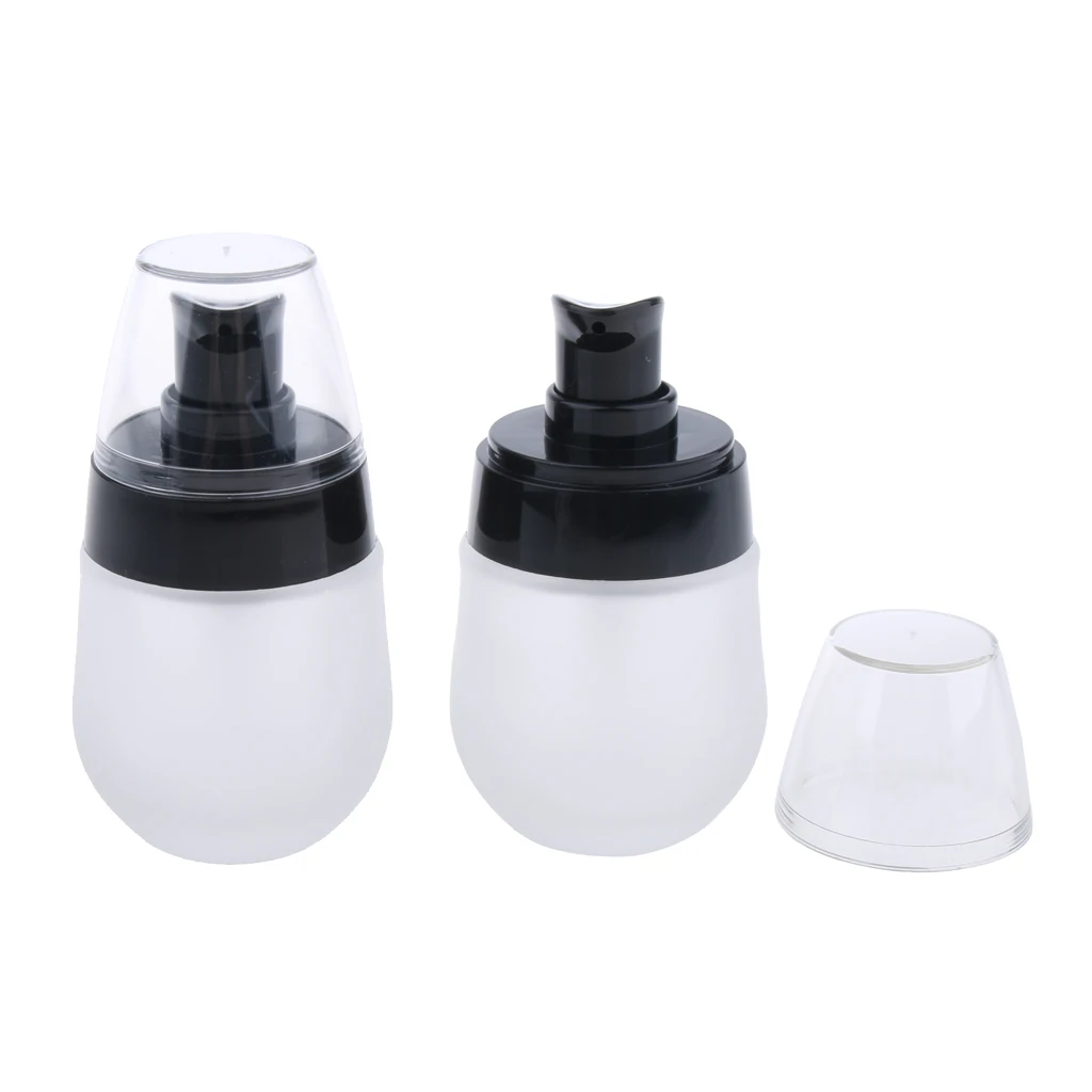 2 x Frosted Glass Refillable Pump Lotion Spray Bottle Makeup Container 30ml for Storaging the Cosmetic Liquids