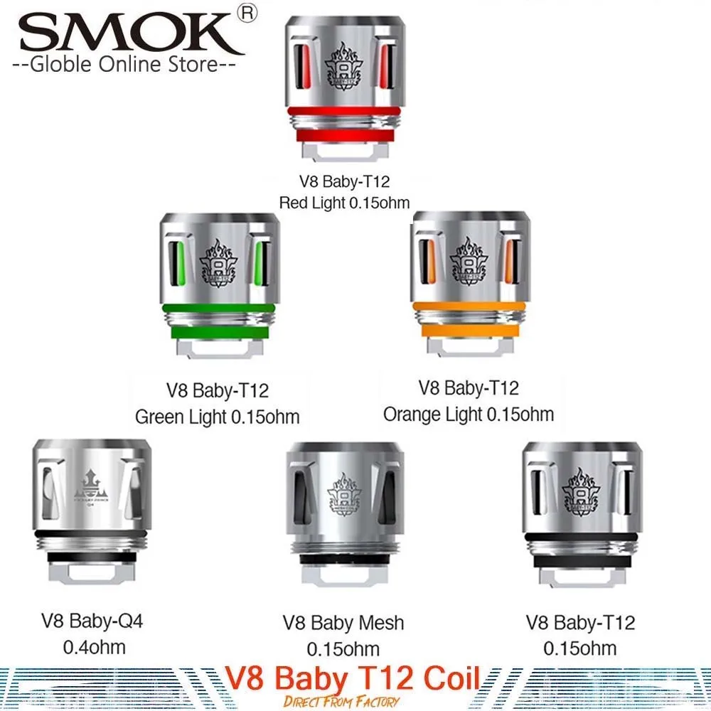 

SMOK V8 Baby T12 Mesh Coils Red Light Core Eletronic Cigarette Atomizer For TFV8 TFV12 Baby Prince Tank AL85 Mag X-Priv Baby Kit
