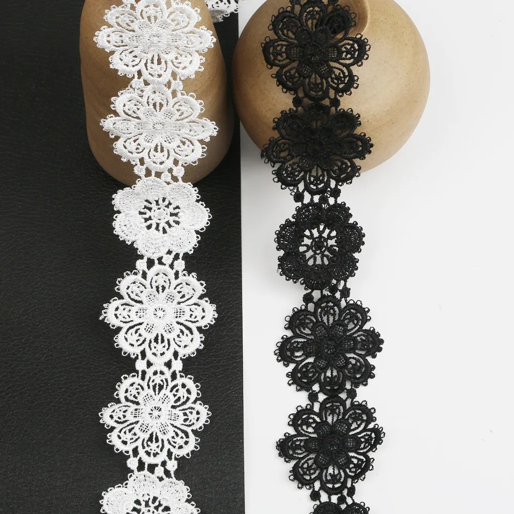

5.5cm Flower Double High Soluble Lace Embroidery Lace Cord DIY Manual Material Arts Crafts Sewing Apparel Sewing Fabric Lace