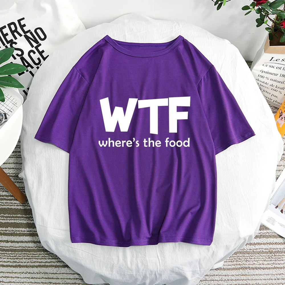 WTF WHERE'S FOOD Letter Женская хлопковая забавная Повседневная хипстерская футболка