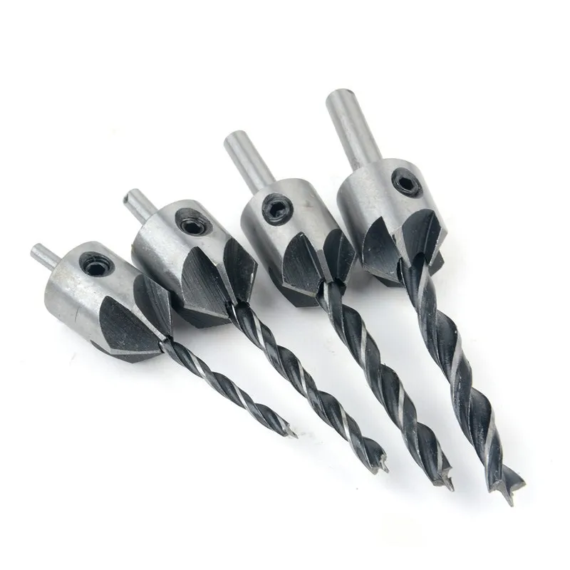 Countersink Drills Bit Press Set Chamfer Reamer Woodworking Power Tools 3mm-6mm 1/4