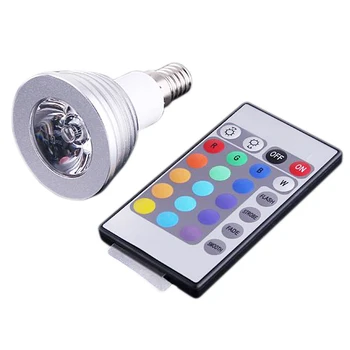 

E14 3W 16 Colors RGB LED Light Bulb E14 Remote Control AC 90-240V