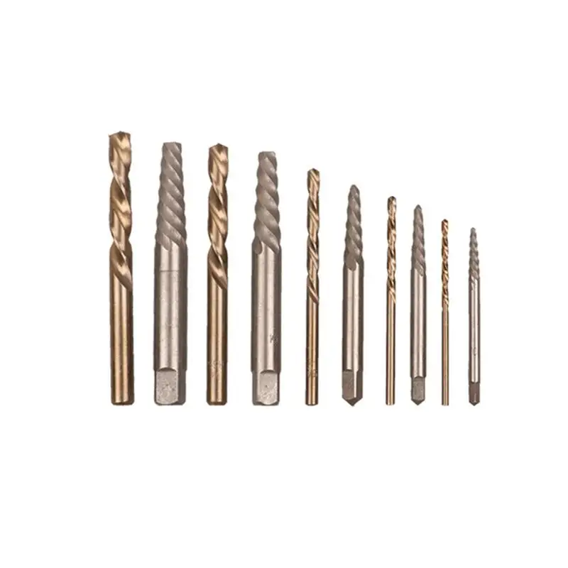 10x Screw Extractor Drill Bits Tool for Broken Damaged Bolt Remover Tools