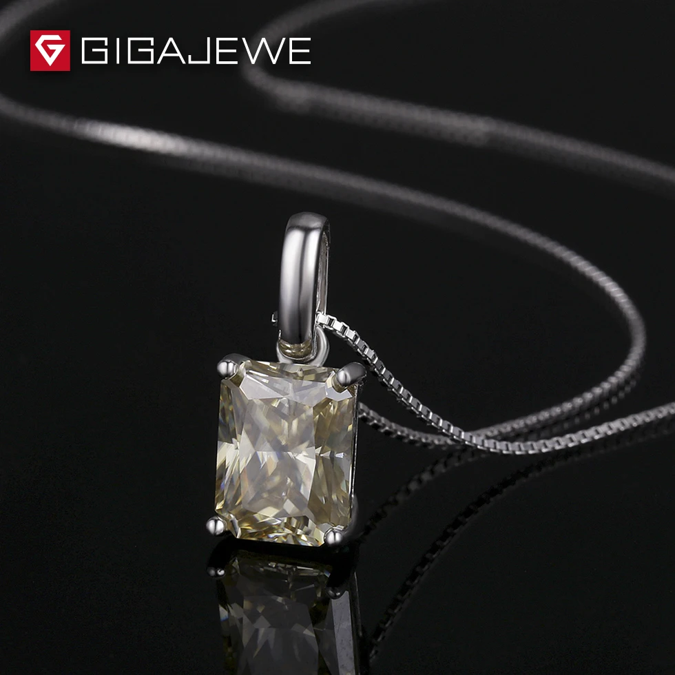GIGAJEWE 2.2ct желтовато Цвет огранка Радиант Камень Муассанит Цепочки и ожерелья для