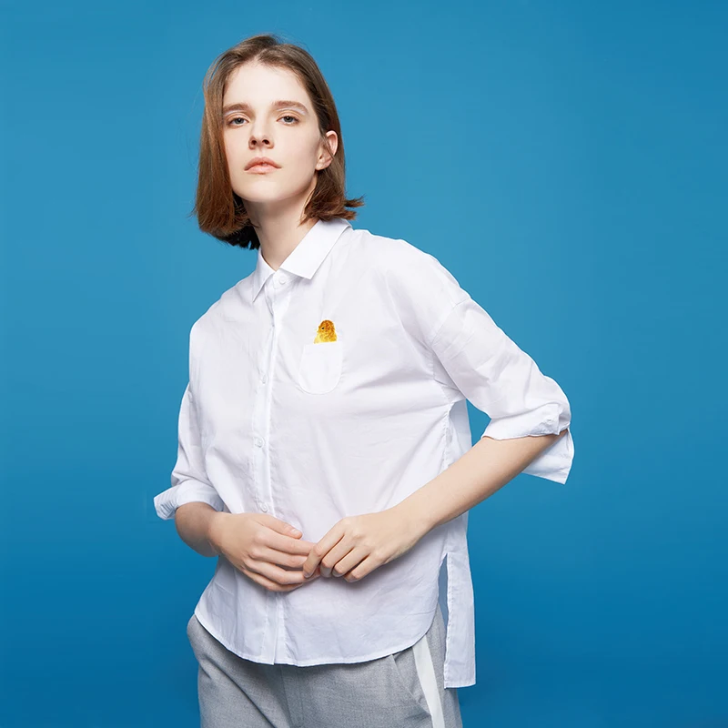  Toyouth Womens Tops and Blouses 2019 Summer Funny Animal Embroidery Pocket Shirt Half Sleeve Side S