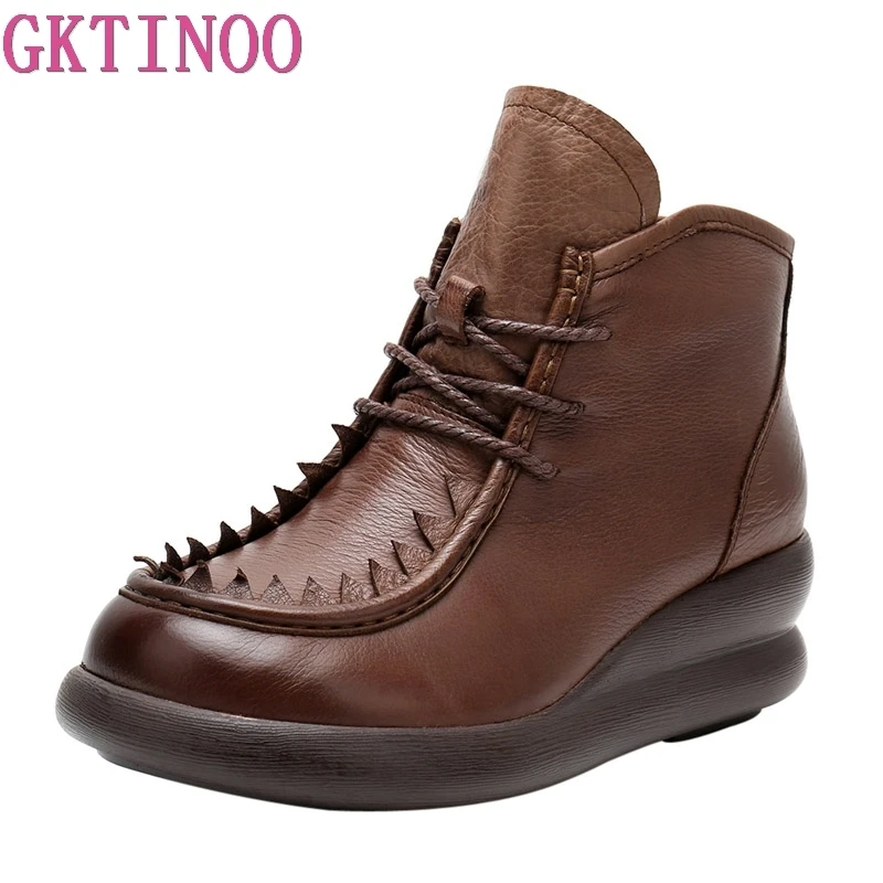 GKTINOO Handmade Boots Women Comfortable Autumn Genuine Leather Ankle Boots for Women Soft Martin Wedges Platform Shoes Ladies GKTINOO Handmade Boots Women Comfortable Autumn Genuine Leather Ankle Boots for Women Soft Martin Wedges Platform Shoes Ladies