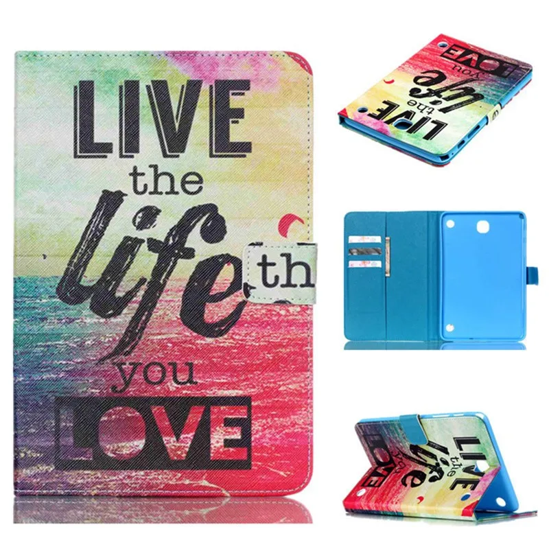 For Samsung Galaxy Tab A 8.0 T350 T355 Case PU Leather Cat Shining Rose Tree Pink Magnetic Smart Tablet Wallet Slots Covesr new  (56)