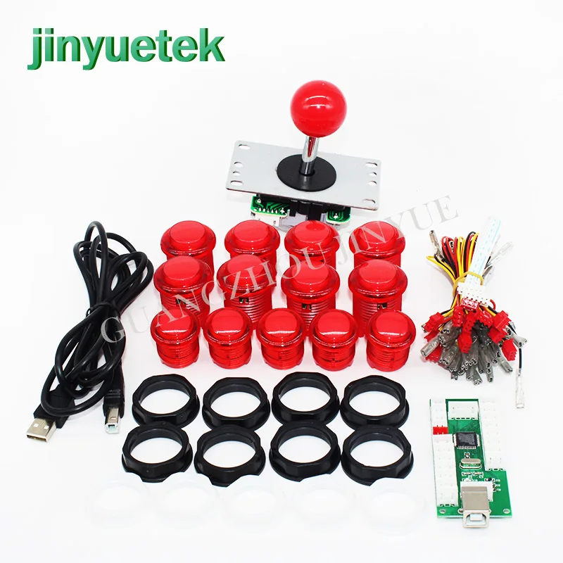 Jinyuetek аркадный джойстик DIY Kit Нулевая задержка USB контроллер ПК для кнопочных кнопок + жгут проводов + аркадный джойстик