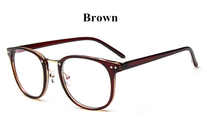 Новейшая оправа больших размеров для очков с металлическими ножками, винтажная оправа для очков для женщин и мужчин, простые очки, модные очки для женщин и мужчин - Цвет оправы: brown