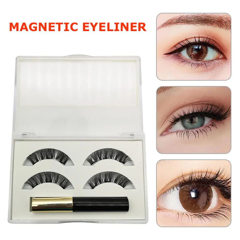 

Magnetic False Eyelashes With Magnetic Liquid Eyeliner Set Including 2 Pairs Magnetic Eyelashes Eye Makeup Tool