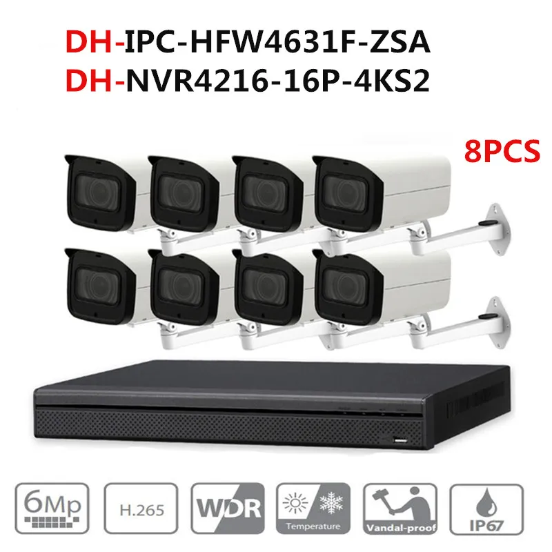 

DH CCTV Camera Security System Kit 8PCS 6MP POE Zoom IP Camera IPC-HFW4631F-ZSA 16POE 4K NVR NVR4216-16P-4KS2 video surveillance