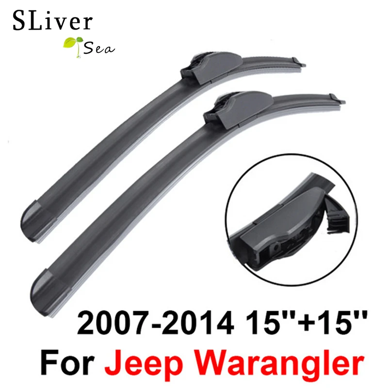 SLIVERYSEA Wiper Blades For Jeep Wrangler 2007 2014 15"+15" High