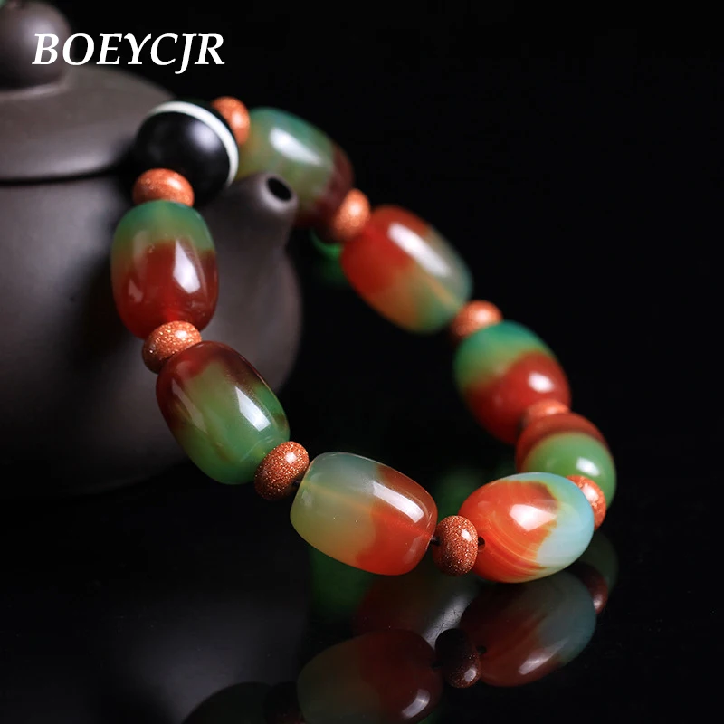 BOEYCJR натуральный камень бусины браслеты и браслеты этнические ювелирные изделия Будда бусины энергии браслет для женщин или мужчин Рождество