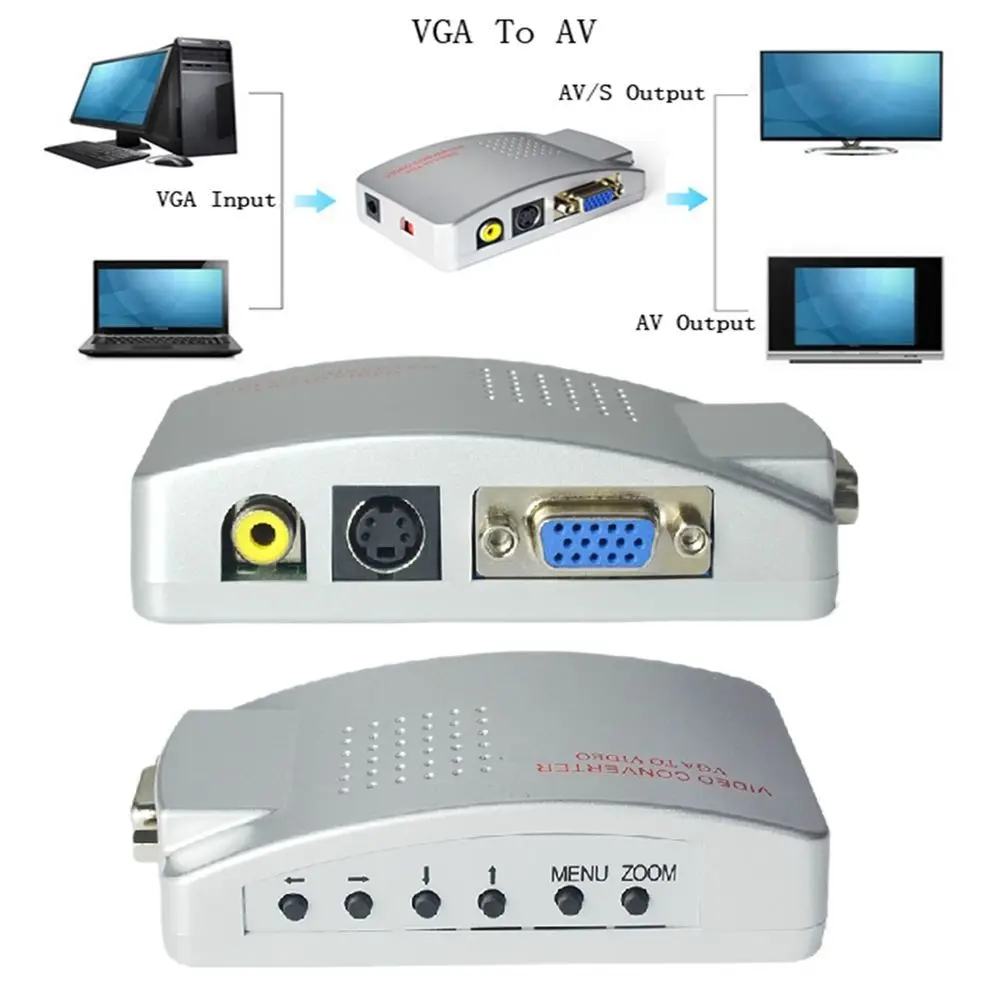 VGA to AV RCA TV Monitor S-video Signal Adapter Converter Box for PC Laptop Mac |