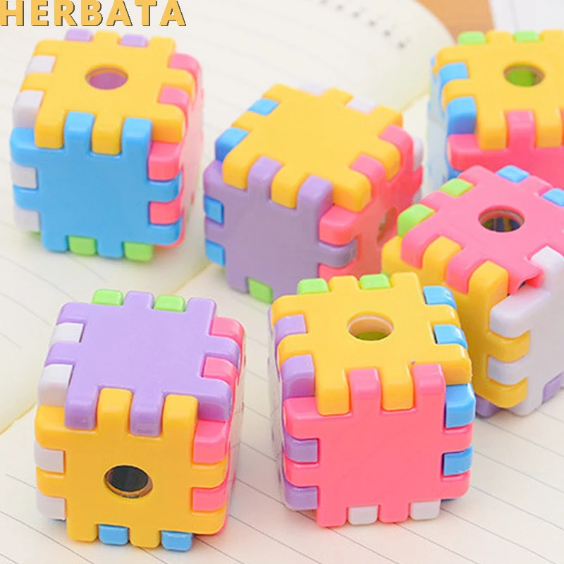 

Free Shipping Rubik's Cube Single Hole Pencil Sharpener Puzzle Detachable Pencil Sharpener Cartoon Student Stationery CL-2213