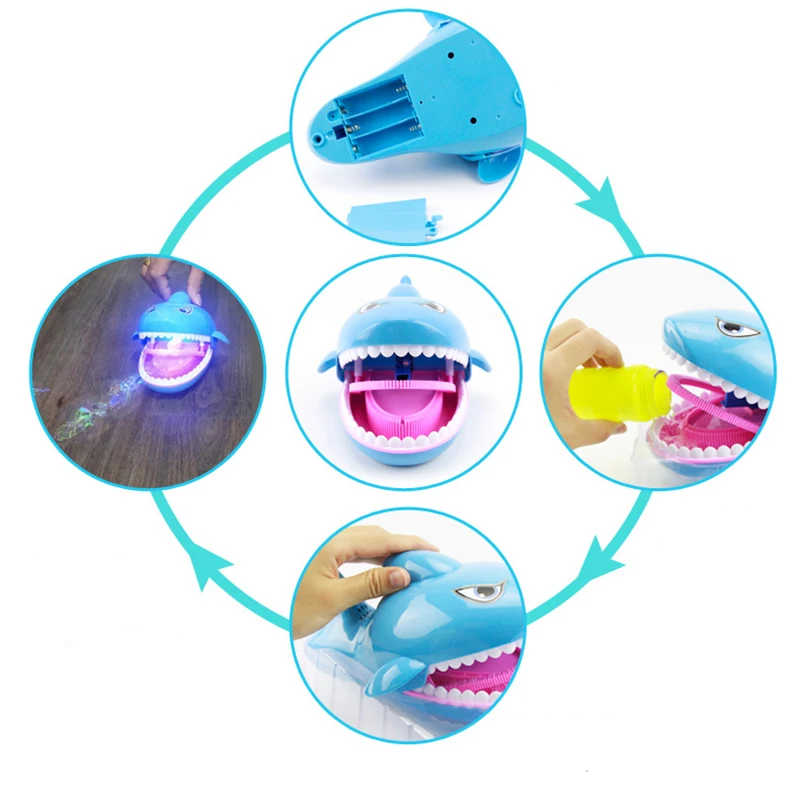 Креативная Автоматическая Акула пузырьковая машина игрушки классная музыкальная с подсветкой милый мультфильм акула Пистолет для мыльных пузырей Для детей уличная пляжная игрушка подарок