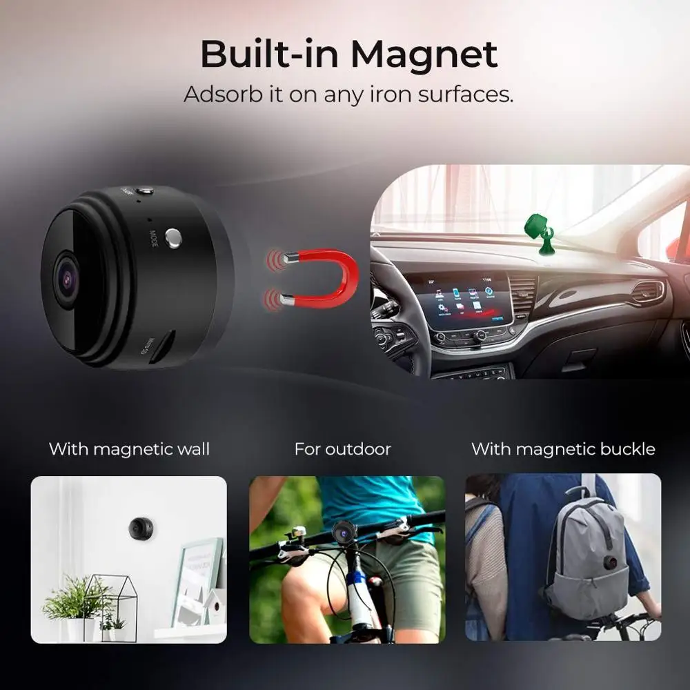 WiFi Camera1080P Wireless Portable Security Camera Magnetic Small Home Cam with Motion Detection an