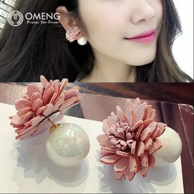OMENG 2017 Hand made Цветы Перл корейской версии темперамент простой серьги для женщин