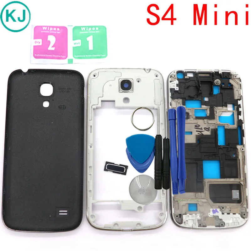 

New S4 Mini Front Middle Frame Battery Back Cover For Samsung Galaxy i9190 i9192 i9195 Full Housing Mid Front Bezel Plate