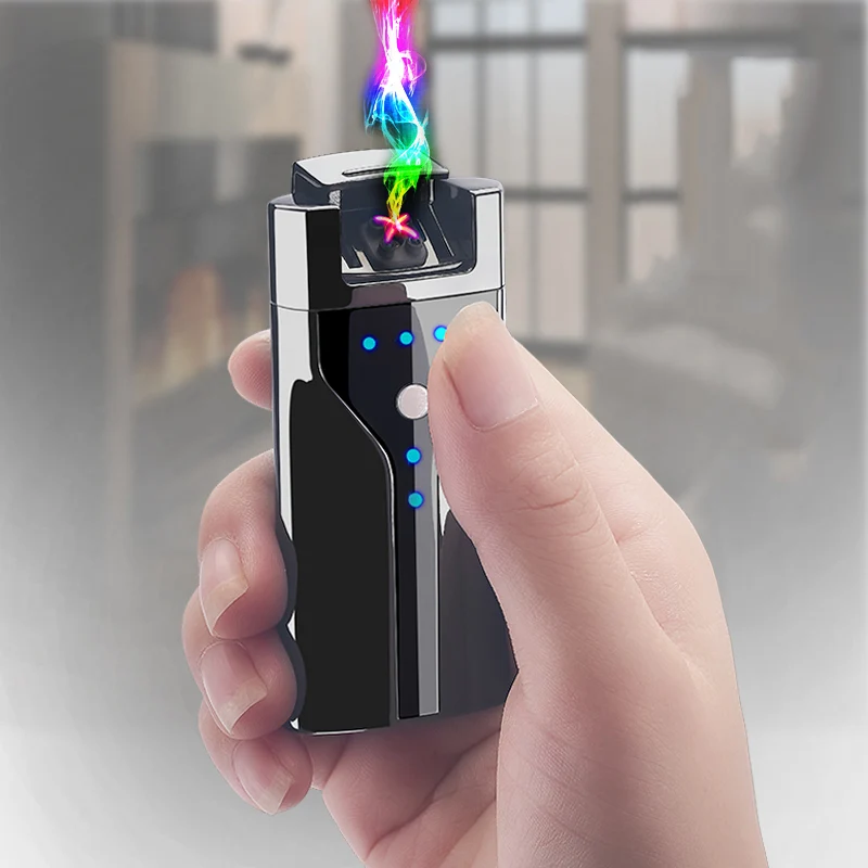 

Top Quality Windproof Electronic Usb Charging Cigarettes Lighter Double Arc Plasma Pulse Personality Lighters LED Power Display