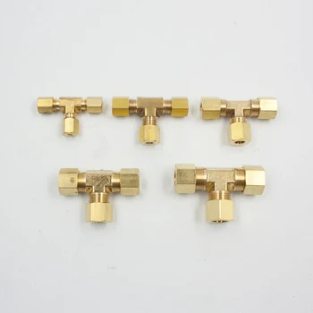 

2pcs Brass Compression Fitting Union Tee 1/8, 3/16, 5/16, 1/4, 3/8 Tube OD, 3 Way Connector for Water Gas Oil Pipe & Plumbing