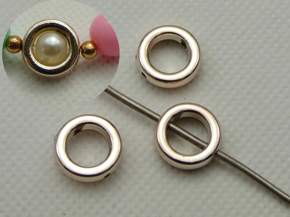 

100 Gold Tone Metallic Acrylic Round Spacer Bead Frame Charms 12mm