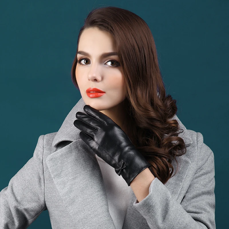 2017 New Fashion Genuine Leather Gloves Women's Autumn and Winter Plus