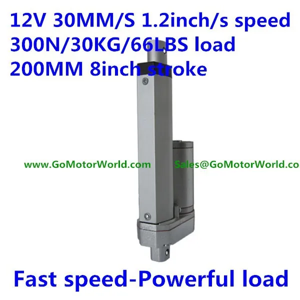 12V 30mms 200mm 300N linear actuator
