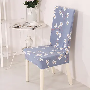 

Elegant Flower Print Chair Cover Spandex For Kitchen Dining Room 9 Colors Elastic Seat Chair Covers Slipcover housse de chaise