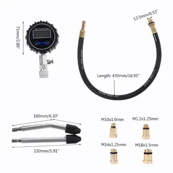 

Digital Gas Engine Cylinder Compression Tester Tool Kit Car Motorcycle Pressure Gauge with Adapter
