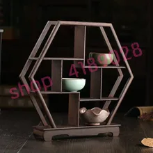 Твердая древесина куриное крыло, шестигранники curio полки, орнамент маятниковая стойка