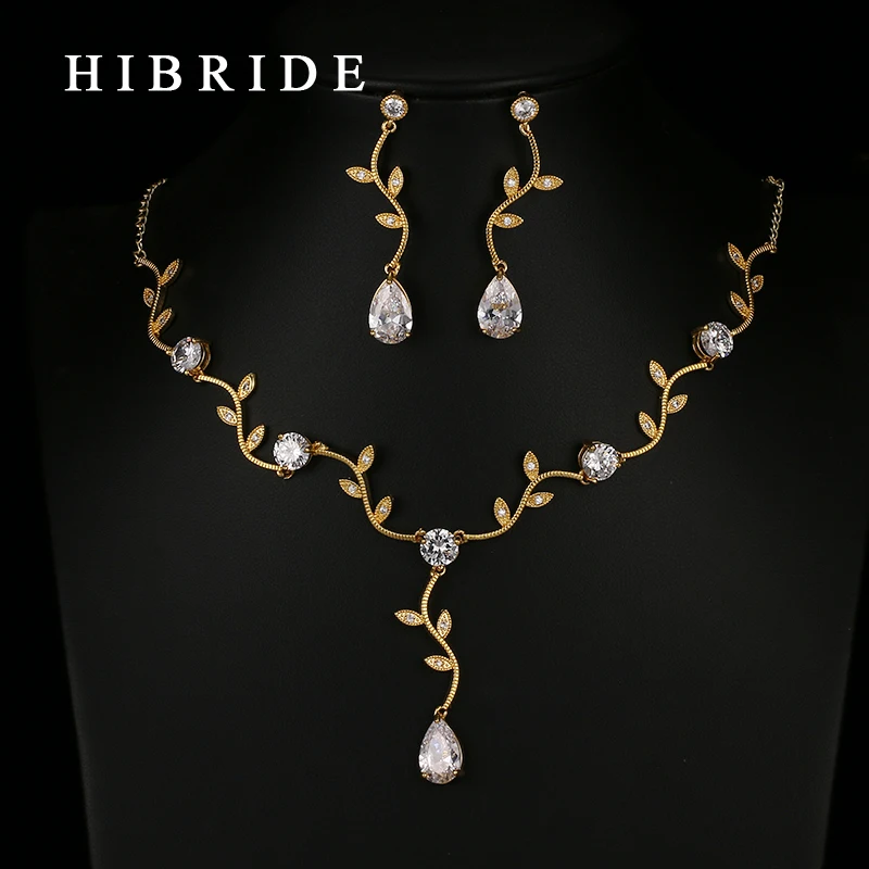HIBRIDE White/Yellow/Rose Gold Color Flower Jewelry Sets For Women Wedding with AAA Cubic Zircon Gold Color Jewelry HJ0002 - Image 2