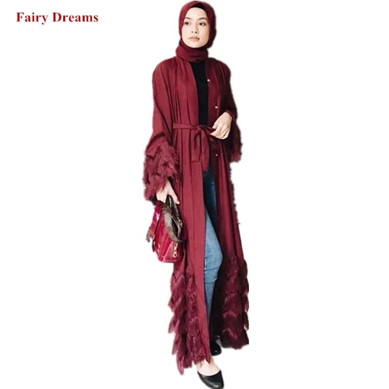 

Open Abaya Kimono Dubai Turkey Bangladesh Islamic Clothing Black Red Pink Kaftan Women Bandage Cardigan Muslim Dress Caftan Robe