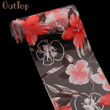 OutTop czerwony kwiat gwiaździste niebo projekt naklejki folia paznokci transferu naklejka porady Manicure 2019 nowy Oct24 P23(China)