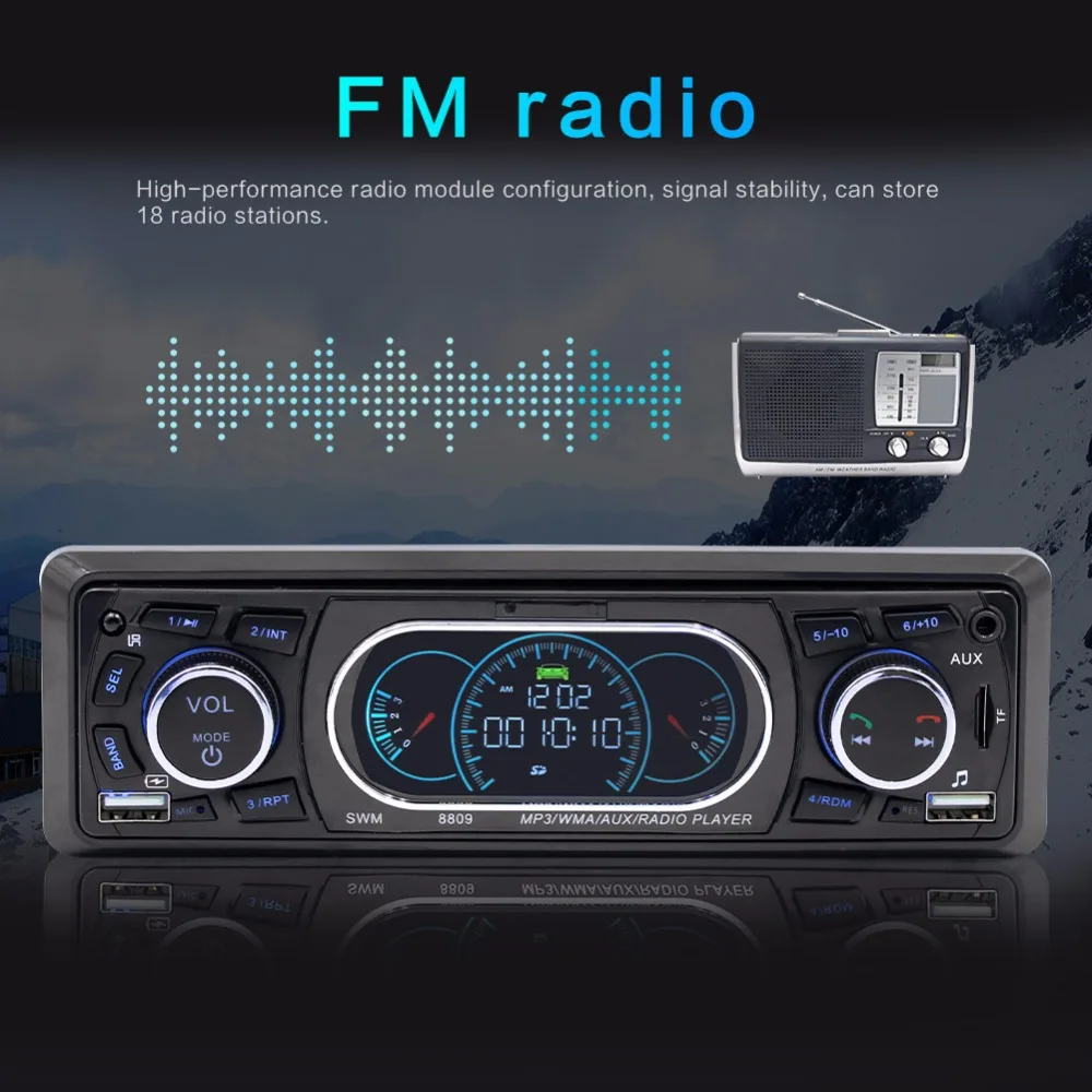 NoEnName_Null SWM 8809 стерео аудио пульт дистанционного управления mp3-плеер 1 Din AUX/TF/USB FM Bluetooth автомобильный Радио автомобильный mp3-плеер