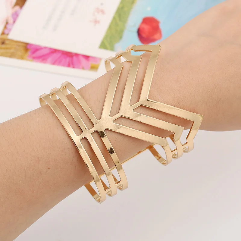 Женский широкий металлический Браслет манжета|metal bangles|cuff banglehollow bracelet |