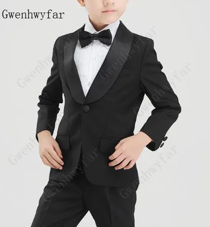 2017-5-Piece-Black-Two-Button-Little-Baby-Toddler-Junior-Boys-Dress-Suits