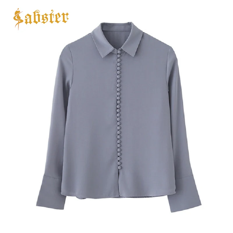 

2019 Women Spring Modern Office Lady Casual Tops And Blouses Chic Button Solid Color Women Blouse Shirts