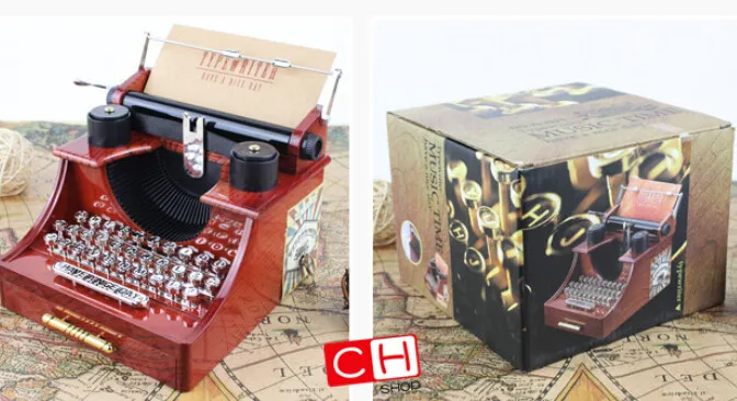 Ретро Старый стиль пишущая машинка музыкальная шкатулка креативная Ретро коричневая Музыкальная шкатулка с ящиком домашнее украшение ремесло 14,5x13,5x11 см