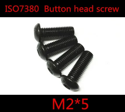 

100pcs/lot ISO7380 Grade10.9 Black M2 x 5 M2*5 Hexagon Socket Button Head Screw , M2 Pan Head Hex Socket Screw