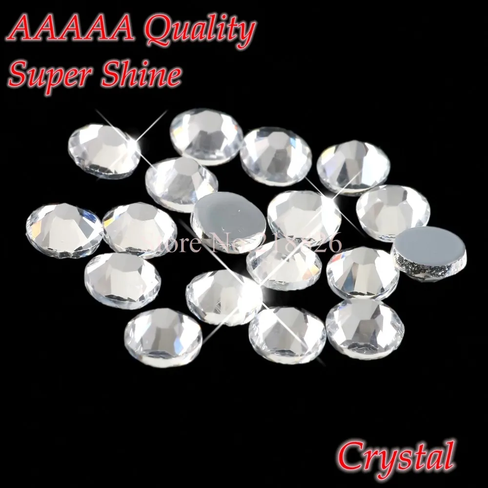 AAAAA Luksuzni Hotfix Rhinestone Clear Crystal SS4 do SS50 Mešane velikosti Stekleni kristali Flatback Iron On Diamond Hot Fix Rhinestones