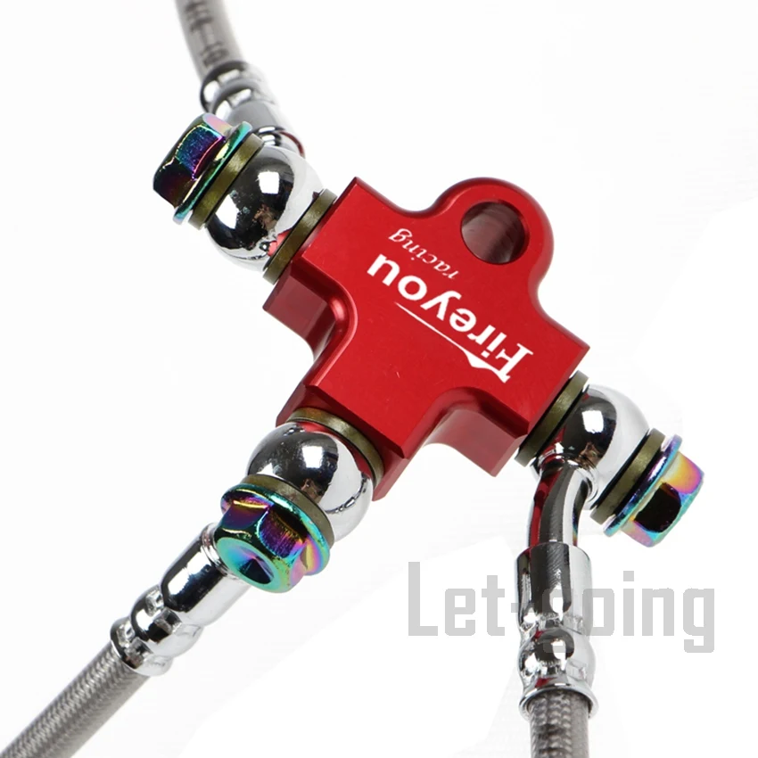 Motorcycle Brake Hose AVT Brake Hose Connector Adapter 3 Way Hydraulic Pipe Connect Tee Coupling Tubes Adapter Bracket M10 Banjo Oil Link