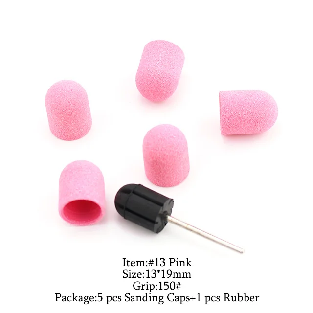 5pcs Pink Plastic Sanding Caps Sand Block With Grip Electric Pedicure Manicure Foot Care Accessories Cuticle Polishing Tools - Цвет: f-4