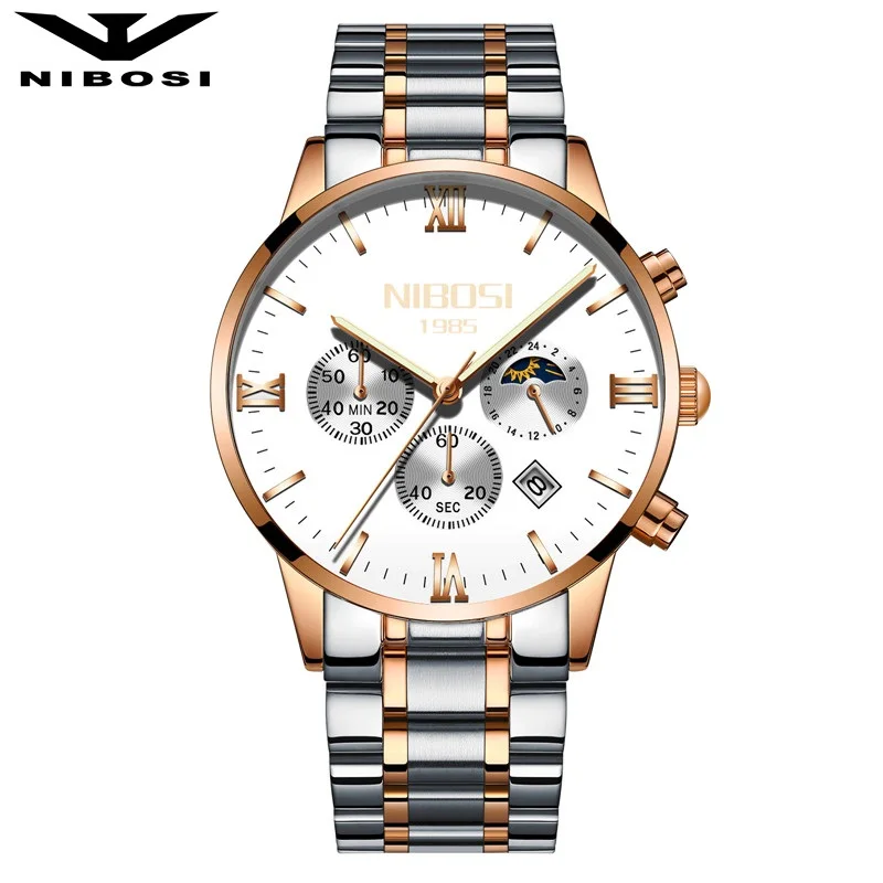 

NIBOSI Sun Moon Phase Watch Men Quartz Watches Luxury Famous Top Brand Men's Fashion Casual Military Army waterproof Wristwatch