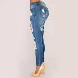 Модные женские джинсы деним отверстие женские Стрейчевые с посадкой на талии женское платье брюки z0314
