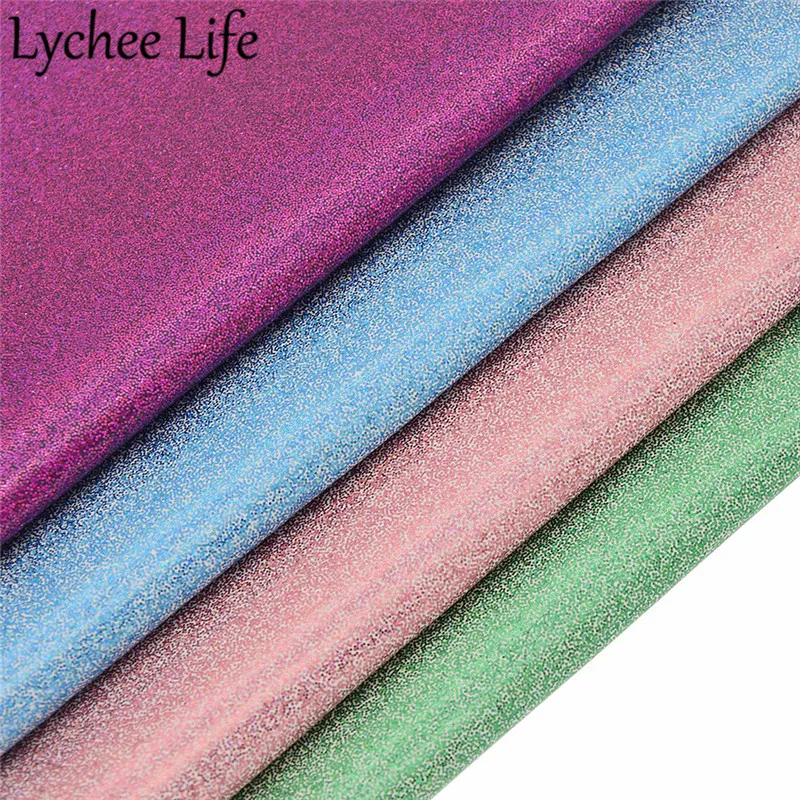 Lychee Life цветная лазерная кожаная ткань PU Переливающаяся лакированная Ткань DIY Современная домашняя одежда текстиль швейная ткань аксессуары